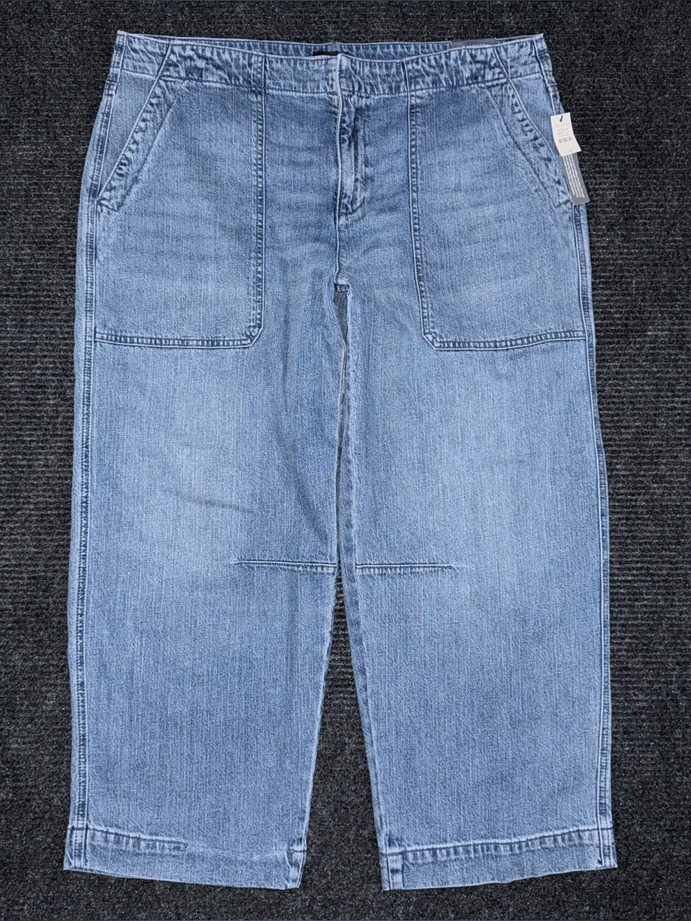 Talbots NWT Straight Crop Jeans Linen Blend Alessia Wash Relaxed Utility Size 16